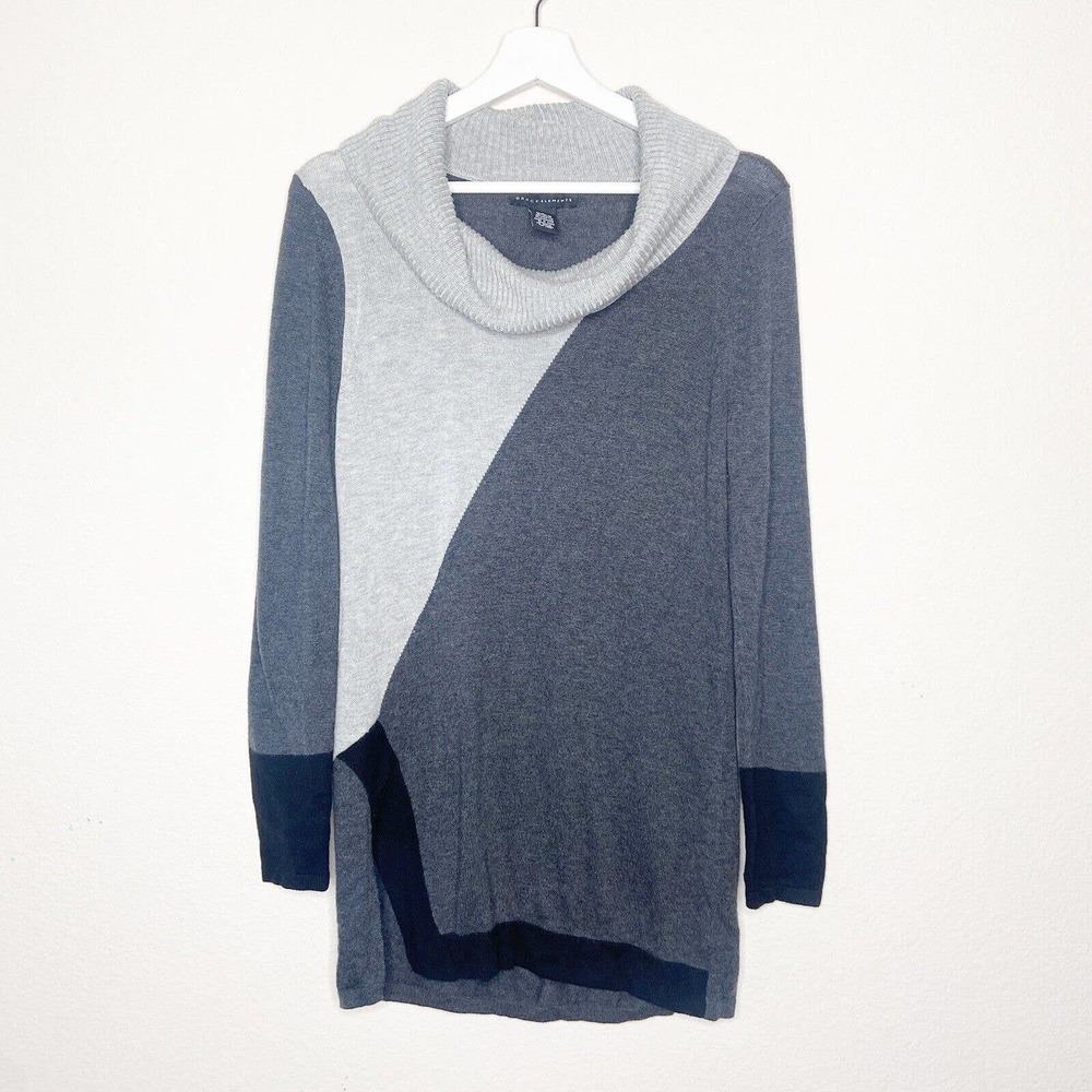 Grace Elements Color Block Side Slit Cowl Neck Sweater Sz S